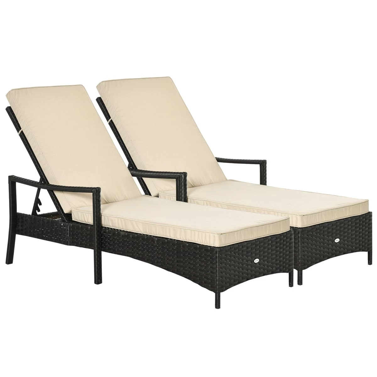 Outsunny Set De 2 Tumbonas De Ratán De Jardín Chaise Longue Con Respaldo Ajustable En 4 Posiciones Cojines Acolchados Y Desenfundables Para Terraza Patio Exterior 192x62,5x58-95 Cm Marrón Y Beige 3 Outsunny Set De 2 Tumbonas De Ratán De Jardín Chaise Longue Con Respaldo Ajustable En 4 Posiciones Cojines Acolchados Y Desenfundables Para Terraza Patio Exterior 192x62,5x58-95 Cm Marrón Y Beige