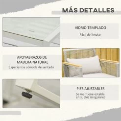 Outsunny Conjunto De Muebles De Jardín De Ratán 4 Piezas Sofá Doble 2 Sillones Individuales Y Mesa De Café De Vidrio Con Cojines Desenfundables Para Exterior Terraza Gris -Tienda de muebles de jardín 01781c07b5f43c55fef541bc0665bb4392522e5e 8a091eaf186a4c34ac09309b7d683a72