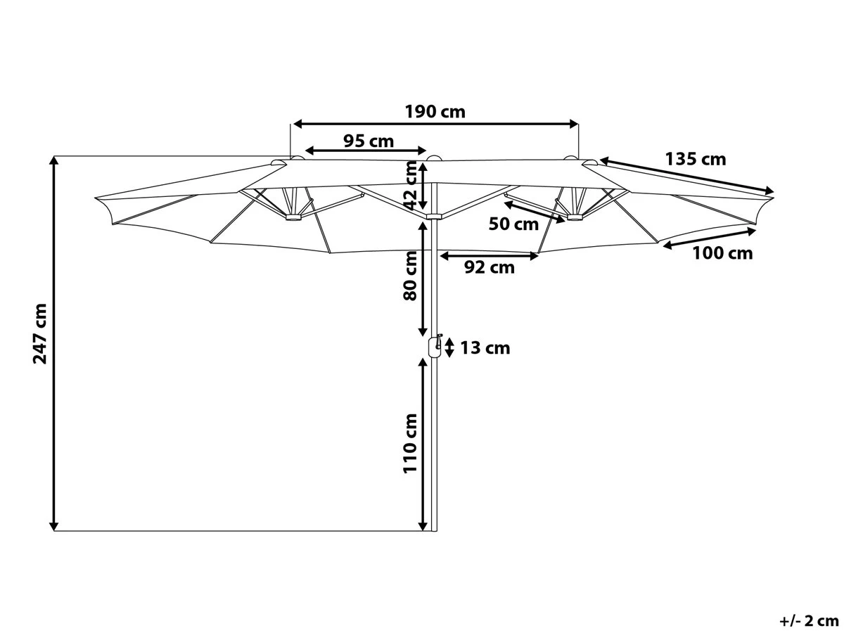 Sombrilla De Jardín Con Doble Toldo Gris Beige 460 Cm SIBILLA 5 Sombrilla De Jardín Con Doble Toldo Gris Beige 460 Cm SIBILLA - Imagen 3