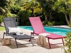 Tumbona Reclinable De Metal/textil Trenzado Negro PORTOFINO