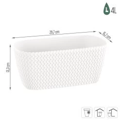 Prosperplast Jardinera Para Balcón Splofy Case 4L., Dimensiones (Mm) 297X145X133, Color Blanco -Tienda de muebles de jardín 04c56e0ec30a9e67bdf85f5d2ab2334689f23456 23b329a9c5ae4e108d26d9243989028b