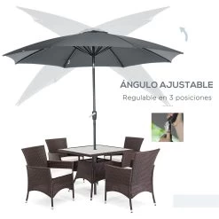 Outsunny Sombrilla De Jardín Ø300x240 Cm Parasol De Terraza Con Manivela Techo Inclinable Y 8 Varillas De Metal Para Patio Balcón Exterior Gris -Tienda de muebles de jardín 0508320103210b8f1f8f6541bb5f8c310c58db6a 493cafa12b8e4f5dafe92698ba4c0351