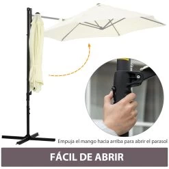 Outsunny Sombrilla De Jardín Ø256x245 Cm Parasol Excéntrico Rotación De 360° Con Apertura Manual Y Base Cruzada Para Patio Terraza Exterior Beige -Tienda de muebles de jardín 060264b80a521a893f15b62d53032165d2320c75 89bd7d775ab7450983328815a3637c94