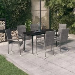 Juego De Comedor Para Jardín 7 Piezas Gris Y Negro VidaXL -Tienda de muebles de jardín 0643fe8f04590bd7db16c23a033700eda2f088e6 ed41f0061be44ed886d5a5289ad504f1