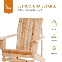 Outsunny Silla Adirondack De Madera Silla De Jardín Con Reposabrazos Y Respaldo Alto Para Terraza Balcón Exterior 72,5x97x93 Cm Natural -Tienda de muebles de jardín 076e11c9b9229e0d0c47591b2960b132e9ce8085 05f9736bd1c34494b57d7fd33104e62f