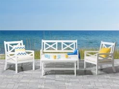 Mesa De Jardín De Madera De Acacia Blanca 100 X 55 Cm BALTIC