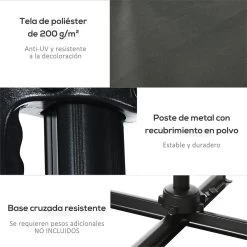 Outsunny Sombrilla De Jardín De Aluminio 245x245x245 Cm Parasol Excéntrico Con Manivela Giratorio 360° Inclinación De 5 Niveles Tela Desmontable Y Ventilación Para Patio Terraza Gris 17 Outsunny Sombrilla De Jardín De Aluminio 245x245x245 Cm Parasol Excéntrico Con Manivela Giratorio 360° Inclinación De 5 Niveles Tela Desmontable Y Ventilación Para Patio Terraza Gris -Tienda de muebles de jardín 07d3a61a2400550ef33330b85f395092ac7620c5 ddc5329b348547ffa4827e28bb8e17ee