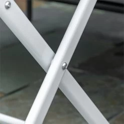 Outsunny Mesa De Jardín De Metal Plegable Mesa De Camping Rectangular De Vidrio Templado Con Agujero Para Sombrilla Para Picnic Terraza Balcón 110x70x70 Cm Blanco -Tienda de muebles de jardín 094c68b9628eedba2f7d843e844a5296540ebca0 a868f6fecd0848a1bf4fd0a278cf2214