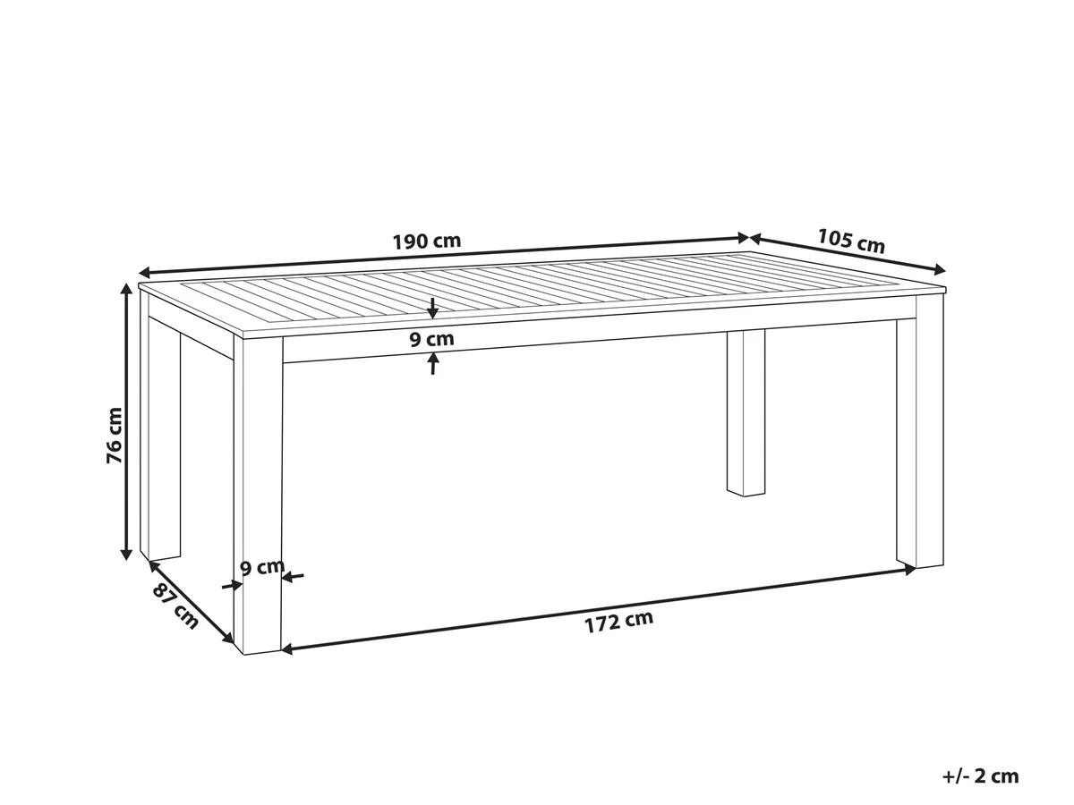 Mesa De Comedor De Madera De Eucalipto Clara 190 X 105 Cm MONSANO 5 Mesa De Comedor De Madera De Eucalipto Clara 190 X 105 Cm MONSANO - Imagen 3