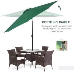 Outsunny Sombrilla De Jardín Ø295x250 Cm Con Manivela Parasol Exterior Con Mecanismo De Inclinación Y Poste Desmontable De Metal Para Terraza Piscina Patio Verde -Tienda de muebles de jardín 0a8c28615884eb85d42e4094dd8f53e2ef23bb6d aec6b23a34714e8fb14ed4b61644b837