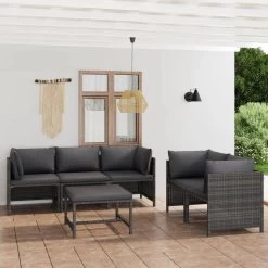 Set De Muebles De Jardín 6 Pzas Y Cojines Ratán Sintético Gris VidaXL -Tienda de muebles de jardín 0b9c4f857df25889848a2f30ded0bb0d95d9101e a0d7f2688c134e858e6d230e73147c08