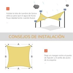 Outsunny Toldo Vela Rectángulo 4x6m Vela De Sombra Para Terraza Jardín Camping Resistente Al Agua Protección UV Poliéster Color Arena -Tienda de muebles de jardín 0bc08045f536bb99bef67e0da7947860cd210972 a3ac89d77a48453c9125a08cc5477b5f