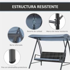 Outsunny Columpio Balancín Jardín De Ratán De 3 Plazas Con Techo Ajustable Y Cojín Desenfundable Con Cremallera Para Terraza Balcón Exterior Carga 360 Kg 198x124x179 Cm Gris -Tienda de muebles de jardín 0bf69eecd6cfdead1a33ade857ff5a20abb449d4 fd376820945c489890031a872ca2aacf