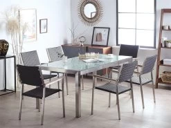 Conjunto De Jardín Mesa En Vidrio 180 Cm Con 6 Sillas En Ratán GROSSETO -Tienda de muebles de jardín 0c70e1ba91159c0ce955df3f2ca4232215fdb801 dae362f8792244c9bc10819d2dc7b561