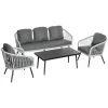 Outsunny Conjunto De Muebles De Ratán Y Aluminio Juego De Muebles De Jardín 4 Piezas Mesa De Café Sofá De 3 Plazas Y 2 Sillones Con Cojines Para Terraza Exterior Gris -Tienda de muebles de jardín 0d89dc11ba949755409771642e11281ba1877999 72903cd70a184372850bdfb27c9651bb