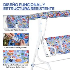 Outsunny Columpio Balancín De Jardín Infantil 2 Plazas Para Niños De +3 Años Con Toldo Ajustable En Ángulo Para Terraza Balcón Carga Máx. 60 Kg 110x70x110 Cm Azul -Tienda de muebles de jardín 0eff9676b3cebe9624871fe3d7ae4affa79cc66b 57cbc242c4364fd58c26cf7bbcf9bb52