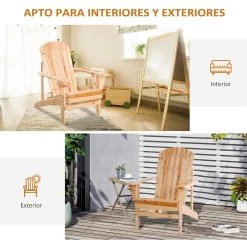 Outsunny Silla Adirondack De Madera Silla De Jardín Con Reposabrazos Y Respaldo Alto Para Terraza Balcón Exterior 72,5x97x93 Cm Natural -Tienda de muebles de jardín 0ff15667819a17aa16cef118b2adcd91fe54ca58 a020cae902b34f009e58ef5a9280a1a3