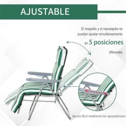 Outsunny 2 Tumbonas Plegables De Jardín Sillas De Gravedad Cero De Acero Con Cojín Acolchado Respaldo Ajustable En 5 Posiciones Y Reposapiés 60x75x50-102 Cm Rayas Verde -Tienda de muebles de jardín 10d7557498de08b60ee1017023078960b46699a5 828cc22a4a304d0f9c27c969bf339595