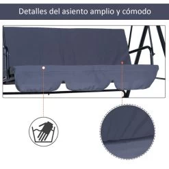 Outsunny Columpio De Jardín De 3 Plazas Silla Balancín Con Parasol Techo Ajustable En Ángulo Para Terraza Balcón Carga Máx. 200 Kg Acero 172x110x153 Cm Negro 16 Outsunny Columpio De Jardín De 3 Plazas Silla Balancín Con Parasol Techo Ajustable En Ángulo Para Terraza Balcón Carga Máx. 200 Kg Acero 172x110x153 Cm Negro -Tienda de muebles de jardín 110b23c724a2383e82770abc8ac966433c6a0ccc dcd98f7191044f218099c13aca0d46d3