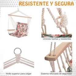 Outsunny Silla Colgante Estampado Floral Hamaca Con Cojín Reposacabezas Para Interior Exterior 100x106 Cm Carga Máx. 100 Kg -Tienda de muebles de jardín 11e183e3cb91443d3c090de5f7a9de119dbc71f2 bee57e200e884b378cb60215299a6285