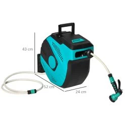 Outsunny Carrete De Manguera De Jardín 20M+1,95M Manguera De Riego Montado En Pared Enrollador Automático Con 7 Modos De Pulverización 180° Giratorio 52x43x24 Cm Negro Y Verde -Tienda de muebles de jardín 11ec7a1739d450286786d6c2dc47b1903119cc58 689b2e6795b34619b483a75dd61db7ca