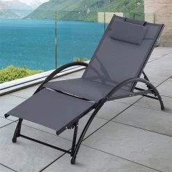 Outsunny Tumbona De Jardín Aluminio Reclinable Con Respaldo Ajustable De 5 Niveles Reposapiés Regulable Y Reposacabezas Extraíble Para Terraza Balcón Exterior 66x152x81 Cm Gris -Tienda de muebles de jardín 12562a71b9c069f0714ef4425a29dc50310738c7 7fba082dab904a89aba6a4d49b5127a1