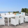 Conjunto De Jardín 8 Plazas De Ratán Blanco/gris ITALY