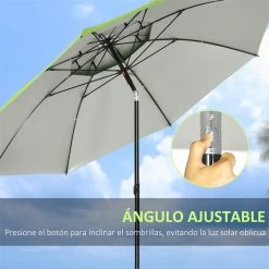 Outsunny Sombrilla De Playa Ø185x205 Cm Parasol Para Terraza Con Techo Doble Ángulo Ajustable Protección UV30+ 8 Varillas De Acero Y Bolsa De Transporte Verde -Tienda de muebles de jardín 1389c54ca19430722bd2f0eb0f4dd48b862ddfd6 2d2205d9c8864abc8d1793436d73bc74