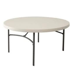 Mesa Redonda Patas Plegables Crema LIFETIME Ø152 X 74 Cm