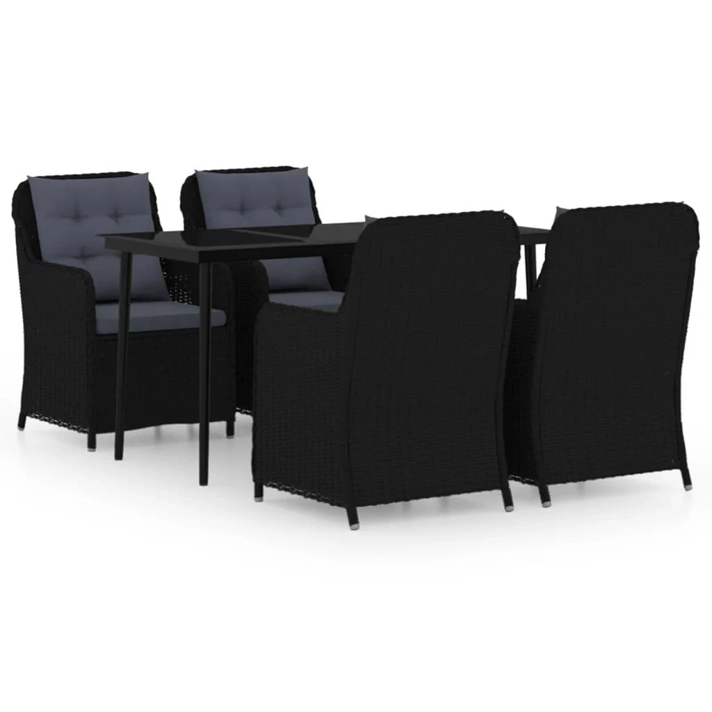 Juego De Comedor Para Jardín 5 Piezas Negro VidaXL 4 Juego De Comedor Para Jardín 5 Piezas Negro VidaXL - Imagen 2
