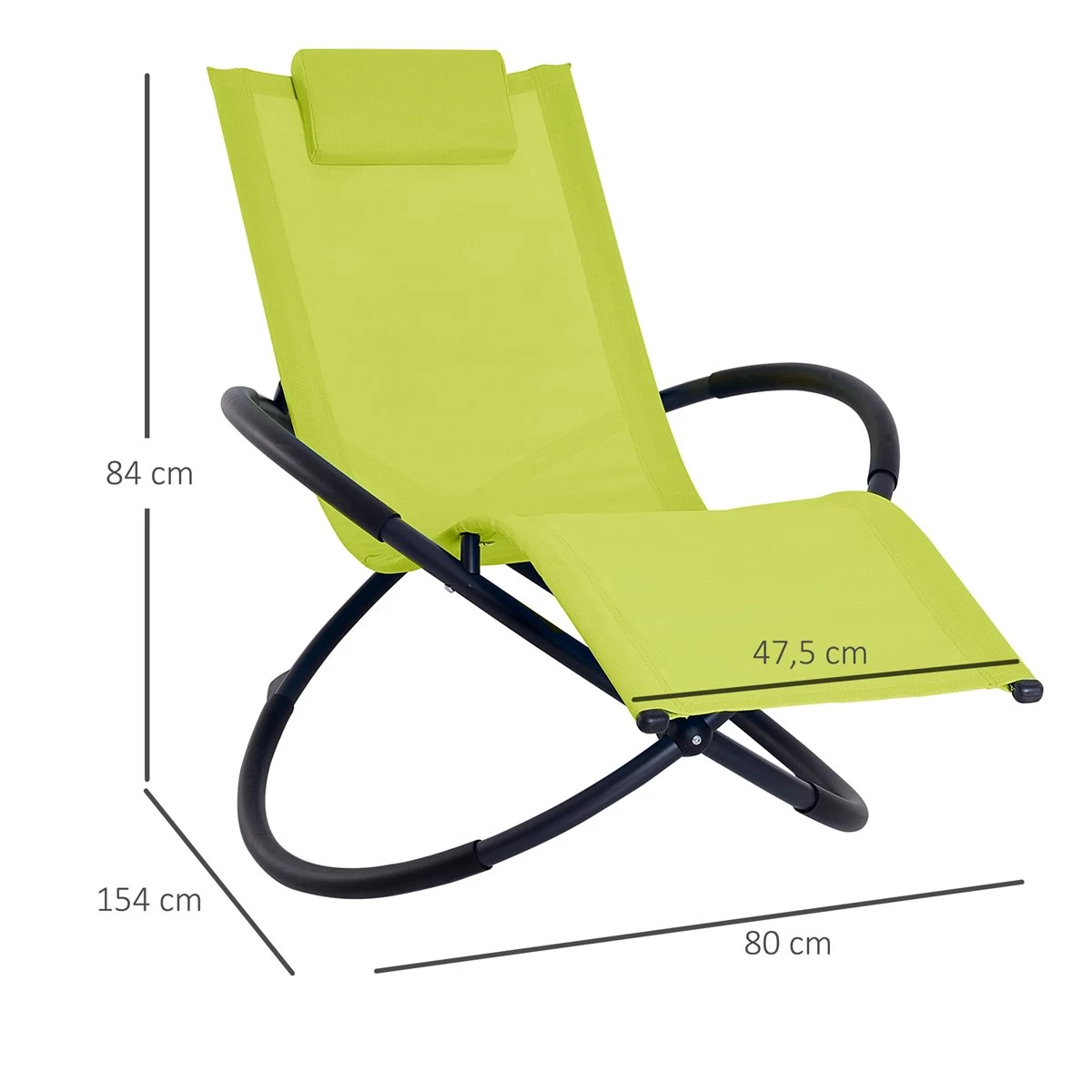 Outsunny Tumbona Mecedora De Jardín Con Reposacabezas Extraíble Sillón Tumbona Ergonómica De Exterior Plegable Tela De Texteline Para Patios Piscina Al Aire Libre 80x154x84 Cm Verde 5 Outsunny Tumbona Mecedora De Jardín Con Reposacabezas Extraíble Sillón Tumbona Ergonómica De Exterior Plegable Tela De Texteline Para Patios Piscina Al Aire Libre 80x154x84 Cm Verde - Imagen 3