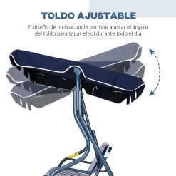 Outsunny Columpio Balancín De Jardín Exterior 3 Plazas De Metal Con Cojín Y Techo Ajustable Para Balcón Terraza Carga 200 Kg 170x110x153 Cm Raya Azul -Tienda de muebles de jardín 143ff381bf2c3c580b0b71b072b9deb32a29b17b 12c8c81333ba4a3d9ef6f27c1b9ad0ab