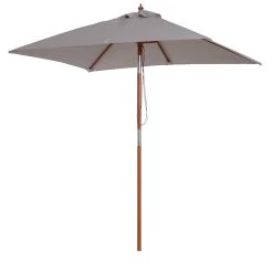 Outsunny Sombrilla Parasol De Jardín 200x150x230 Cm Sombrilla Rectangular Inclinable Con Doble Techo Y Poste Desmontable De Madera Para Terraza Patio Gris