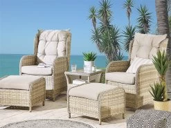 Conjunto De Jardín En Ratán Sintético Beige PONZA