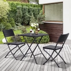 Outsunny 3 Piezas De Mesa Y Sillas De Café Plegable Para Exterior Conjunto De Muebles Comedor Para Jardín Balcón Moderno Fácil De Guardar -Tienda de muebles de jardín 164e0799e2555ae57ff49bb86fbbe5de004985e5 99cdc43130dd427db7577aec3c1f8996