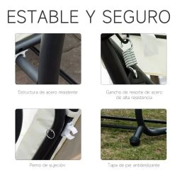 Outsunny Columpio Balancín Jardín 3 Plazas Convertible En Cama Techo Parasol Regulable Bandeja Para Bebida Terrza Balcón Exterior Carga Máx. 340kg Acero 200x120x164cm Beige -Tienda de muebles de jardín 16a008a94f4392601815b09b8d1cd36cb1dffa99 b7ce63fabb9f4d3cb0d74d4155d332f3