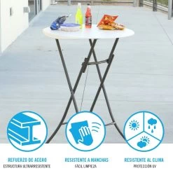 Mesa Redonda Plegable Cocktail LIFETIME Ø84 X 110 Cm -Tienda de muebles de jardín 1772779f2b84387a1899924c66aee9b4562a6ea3 b2c6c078b1894f4396478fd2bbeffef0