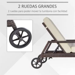 Outsunny Conjunto De 2 Tumbonas De Ratán De Jardín Con Cojines Acolchados Respaldo Ajustable En 5 Posiciones 2 Ruedas Y Tela Extraíble Lavable 67x196x51 Cm Crema -Tienda de muebles de jardín 195fbcfda8f8ad09fc79ddd0415f05763e0a47dd 919b1e8a198a4b9587aae9ac39868068