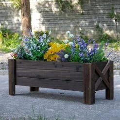 Outsunny Huerto Urbano Jardinera Macetero De Madera Arriate De Jardín Rectangular Con Patas Para Flores Plantas Cultivos 100x36,5x36 Cm Marrón -Tienda de muebles de jardín 1a2bc4337a818dbaa30f6f7ee6d677589aa15013 3d11690fc7cf4821b72a919b66982a75