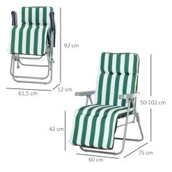 Outsunny 2 Tumbonas Plegables De Jardín Sillas De Gravedad Cero De Acero Con Cojín Acolchado Respaldo Ajustable En 5 Posiciones Y Reposapiés 60x75x50-102 Cm Rayas Verde -Tienda de muebles de jardín 1a8a7badc158dae22d40c0f30a4642f7317bb284 d945d4795a5f43b1b8801c1d7fc66122