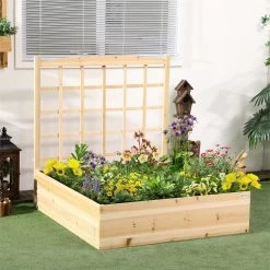 Outsunny Jardinera De Madera Con Enrejado Arriate De Jardín Con Celosía Jardinera De Caja Para Trepadoras Cultivos Verduras Flores 110x116x120 Cm Natural 12 Outsunny Jardinera De Madera Con Enrejado Arriate De Jardín Con Celosía Jardinera De Caja Para Trepadoras Cultivos Verduras Flores 110x116x120 Cm Natural -Tienda de muebles de jardín 1cde0722eb8159fc989042ad2c3acdae4fce7fc1 ef91141dad214ad3a57a3a3caa5bcef8