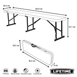 Banco Plegable Ultrarresistente 454 Kg LIFETIME 183x29x42 Cm UV100 -Tienda de muebles de jardín 1d024837d4caf25692a44e56e652d03025049222 68bf201ef9414303af0933280898fed9
