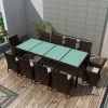 Set Comedor De Jardín 11 Pzas Y Cojines Ratán Sintético Marrón VidaXL