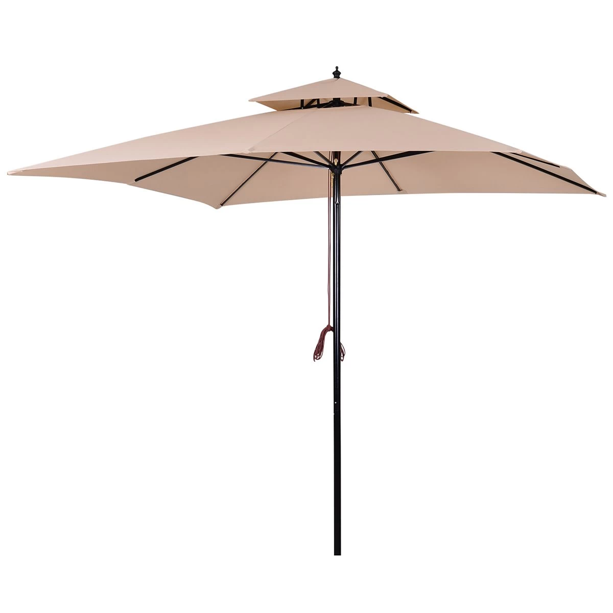 Outsunny Sombrilla Parasol De Acero Grande Con Cubierta A Dos Niveles Para Jardín Patio Sistema De Polea Mástil Desmonta En Dos Partes Fácil Transportar 300x300x297cm Beige 3 Outsunny Sombrilla Parasol De Acero Grande Con Cubierta A Dos Niveles Para Jardín Patio Sistema De Polea Mástil Desmonta En Dos Partes Fácil Transportar 300x300x297cm Beige