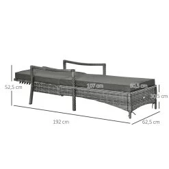Outsunny Tumbona De Ratán De Jardín Chaise Longue Con Respaldo Ajustable En 4 Posiciones Cojines Acolchados Y Desenfundables Para Terraza Patio Exterior 192x62,5x58-95 Cm Gris -Tienda de muebles de jardín 1f65dd2c2108c322a0e51c22962e19546574173d fecf2be55c444d01a0aa4cdb12e975cb