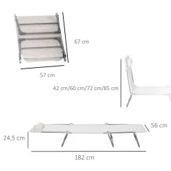 Outsunny Tumbona Plegable Y Reclinable De Jardín Con Reposacabezas Y Respaldo Ajustable En 5 Niveles Tela De Texteline Transpirable 182x56x24,5 Cm Crema -Tienda de muebles de jardín 1fae46c062bbe124bbfa92d5d2df76f24f227d0b 44312cf4ef5c431cbda6c40d3c5c209a