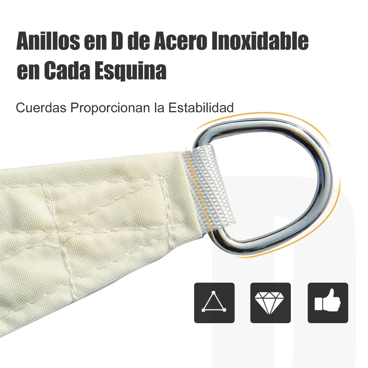 Outsunny Toldo Vela Color Crema Sombrilla Parasol Triangulo Tela De Poliéster Jardin Playa Camping Sombra (varios Colores Y Medidas), Medida 6x6x6 Metros, Color Crema 8 Outsunny Toldo Vela Color Crema Sombrilla Parasol Triangulo Tela De Poliéster Jardin Playa Camping Sombra (varios Colores Y Medidas), Medida 6x6x6 Metros, Color Crema - Imagen 6