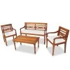 Set De Muebles De Jardín 4 Pzas Y Cojines Madera Maciza De Teca VidaXL