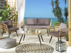 Conjunto De Jardín De Ratán Natural 4 Plazas FOBELLO