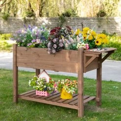 Outsunny Huerto Urbano Con Estantes Jardinera Elevada De Madera Macizapara Cultivo Flores Verduras Hierbas 123x54x74 Cm Marrón -Tienda de muebles de jardín 223241038fd018c136469d4f97bd22f4db85c0a5 b3c3cf12e9744cf3bc815d3cfb892f1d